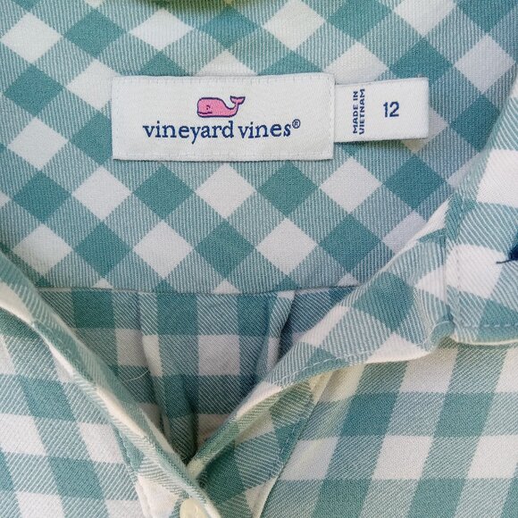 VINYARD VINES Preppy Button Down Shirt Whale Coastal Nautical Gingham Plaid Sz12 - Picture 4 of 8